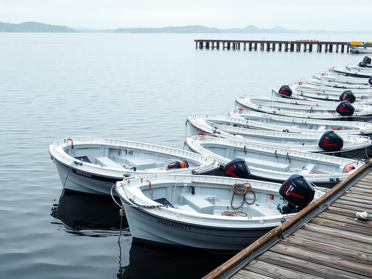 Žvejybos valtys prie medinės prieplaukos Skandinavijoje